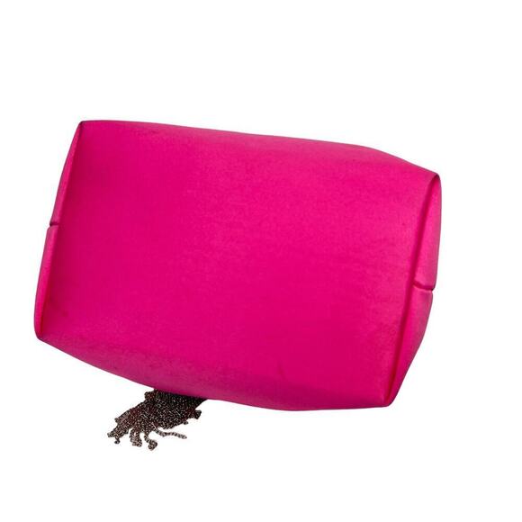 Sondra Robert’s Satin Drawstring Mini Bag Hot a pink Crystal Top Handle - Picture 8 of 8